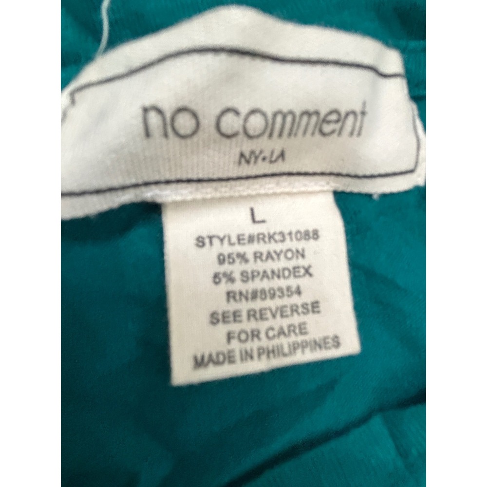 No Comment NY-LA Teal Green Peplum Ruffle Hem Short Sleeve Top RK31088 Large - Picture 2 of 5